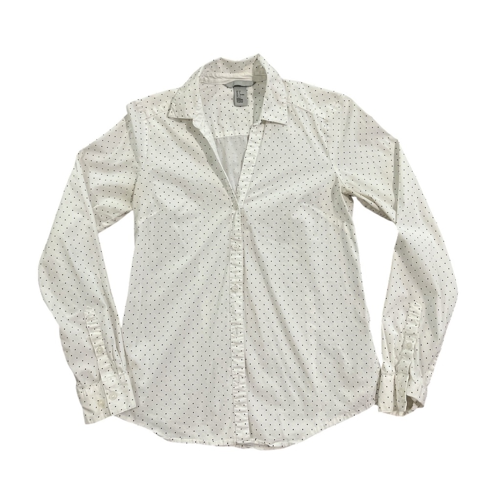 H&M White and Black Polka Dot button Down Shirt women's